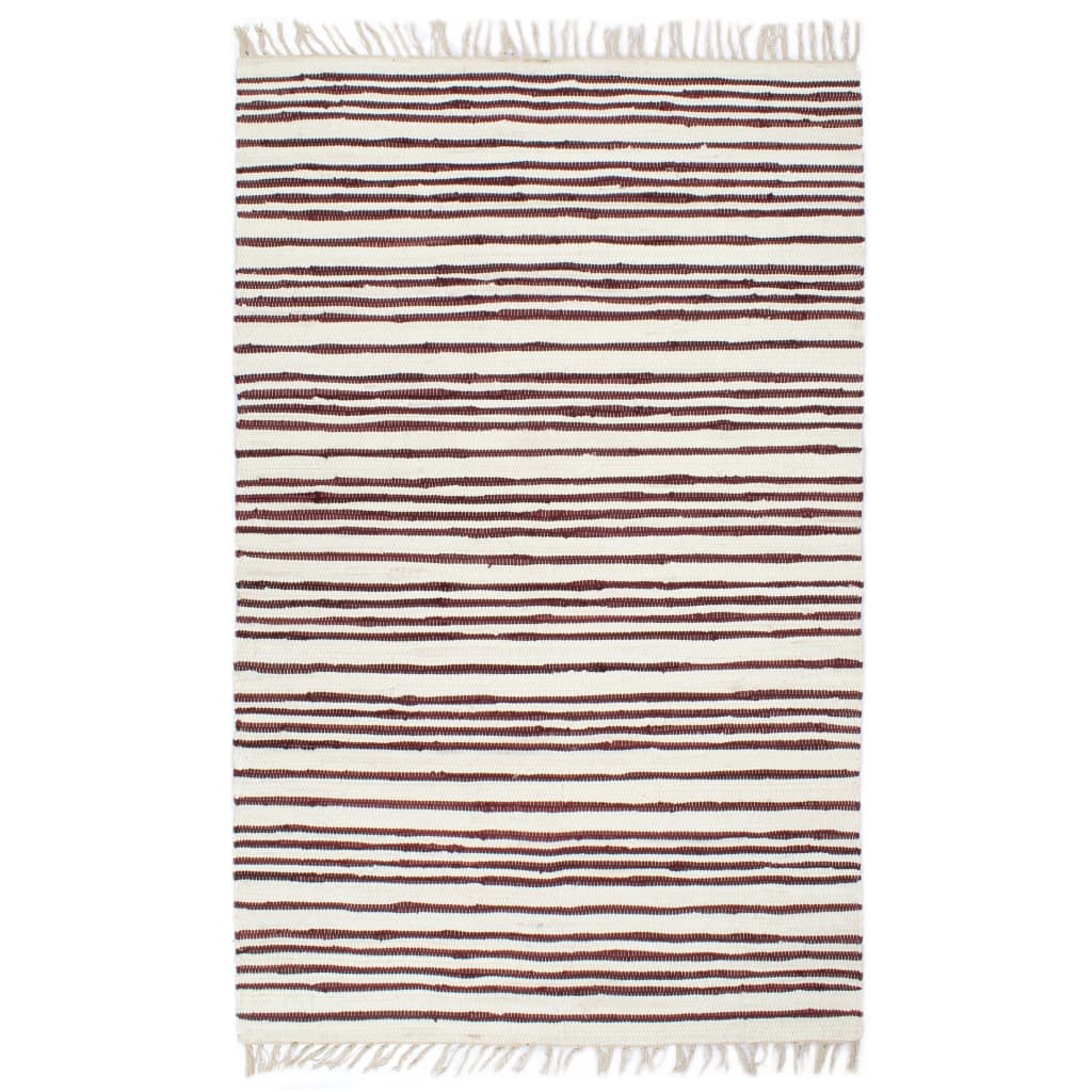 Berkfield Hand-woven Chindi Rug Cotton 120x170 cm Burgundy and White