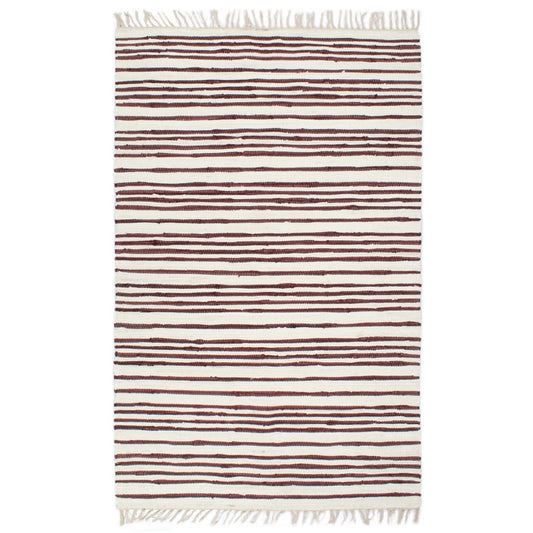 Berkfield Hand-woven Chindi Rug Cotton 120x170 cm Burgundy and White