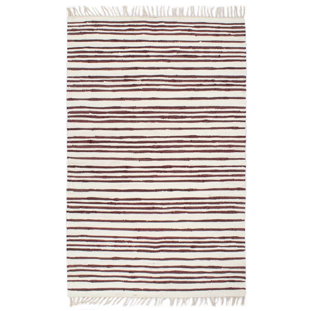 Berkfield Hand-woven Chindi Rug Cotton 200x290 cm Burgundy and White