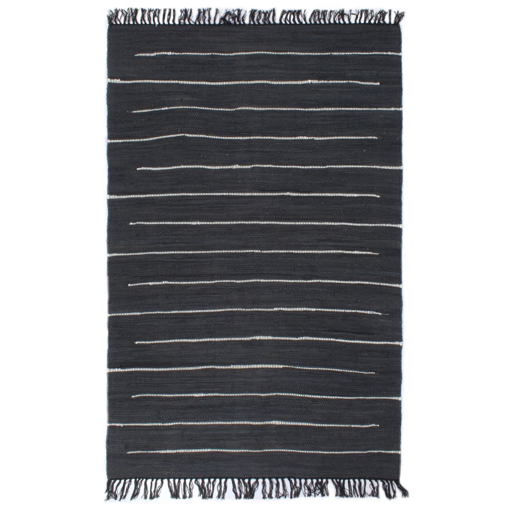 Berkfield Hand-woven Chindi Rug Cotton 120x170 cm Anthracite