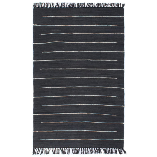Berkfield Hand-woven Chindi Rug Cotton 120x170 cm Anthracite