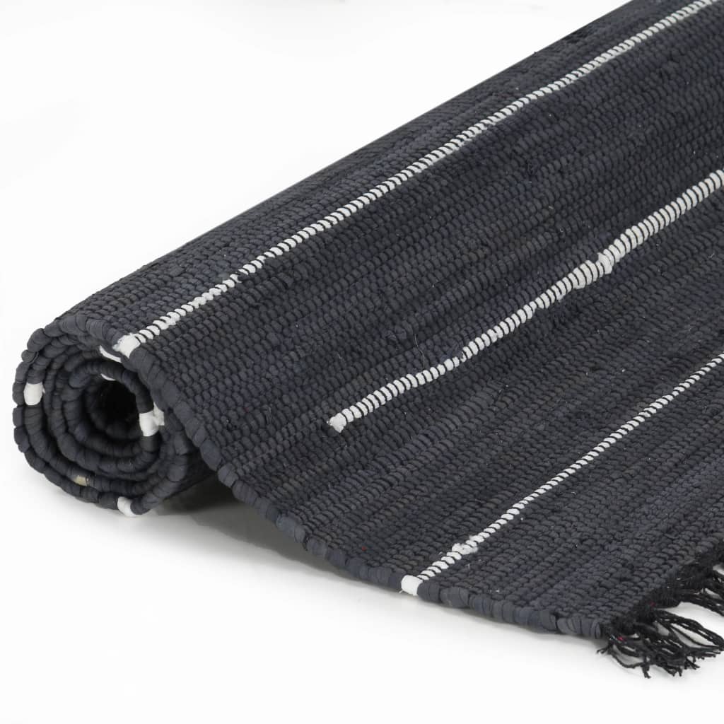 Berkfield Hand-woven Chindi Rug Cotton 120x170 cm Anthracite