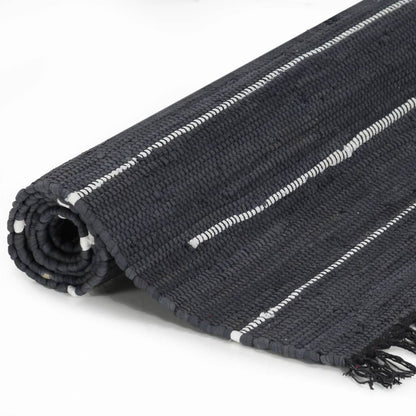 Berkfield Hand-woven Chindi Rug Cotton 120x170 cm Anthracite