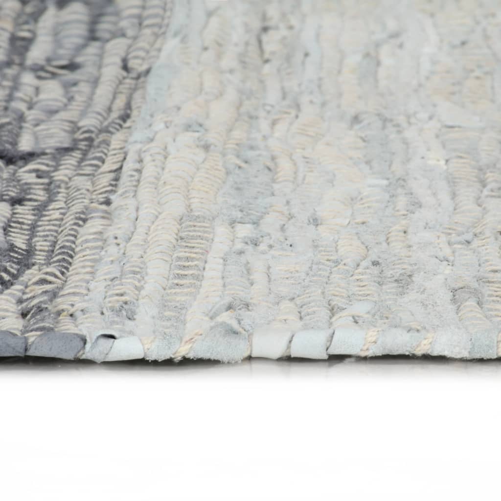 Berkfield Hand-woven Chindi Rug Leather 80x160 cm Grey