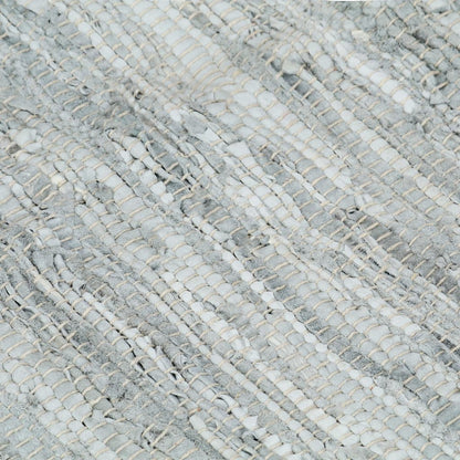 Berkfield Hand-woven Chindi Rug Leather 80x160 cm Grey