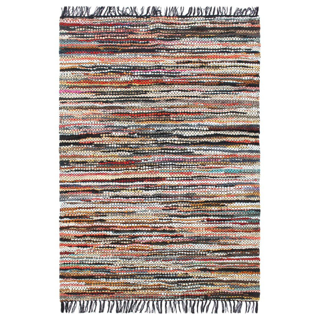 Berkfield Hand-woven Chindi Rug Leather 80x160 cm Multicolour