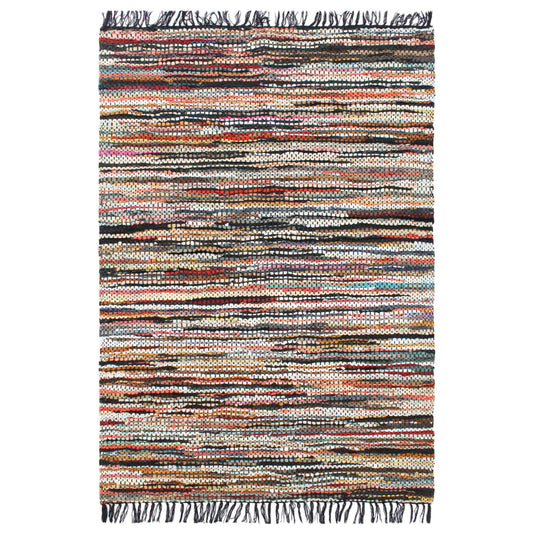 Berkfield Hand-woven Chindi Rug Leather 80x160 cm Multicolour