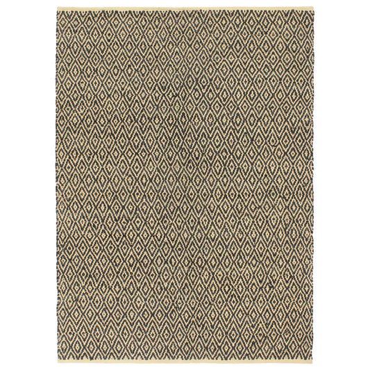 Berkfield Hand-woven Chindi Rug Leather Cotton 120x170 cm Black