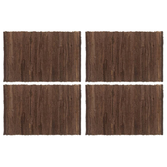 Berkfield Placemats 4 pcs Chindi Plain Brown 30x45 cm Cotton