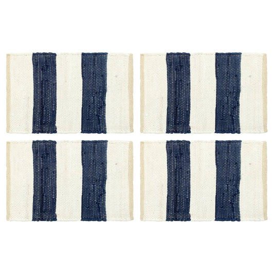 Berkfield Placemats 4 pcs Chindi Stripe Blue and White 30x45 cm