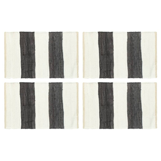 Berkfield Placemats 4 pcs Chindi Stripe Anthracite and White 30x45 cm