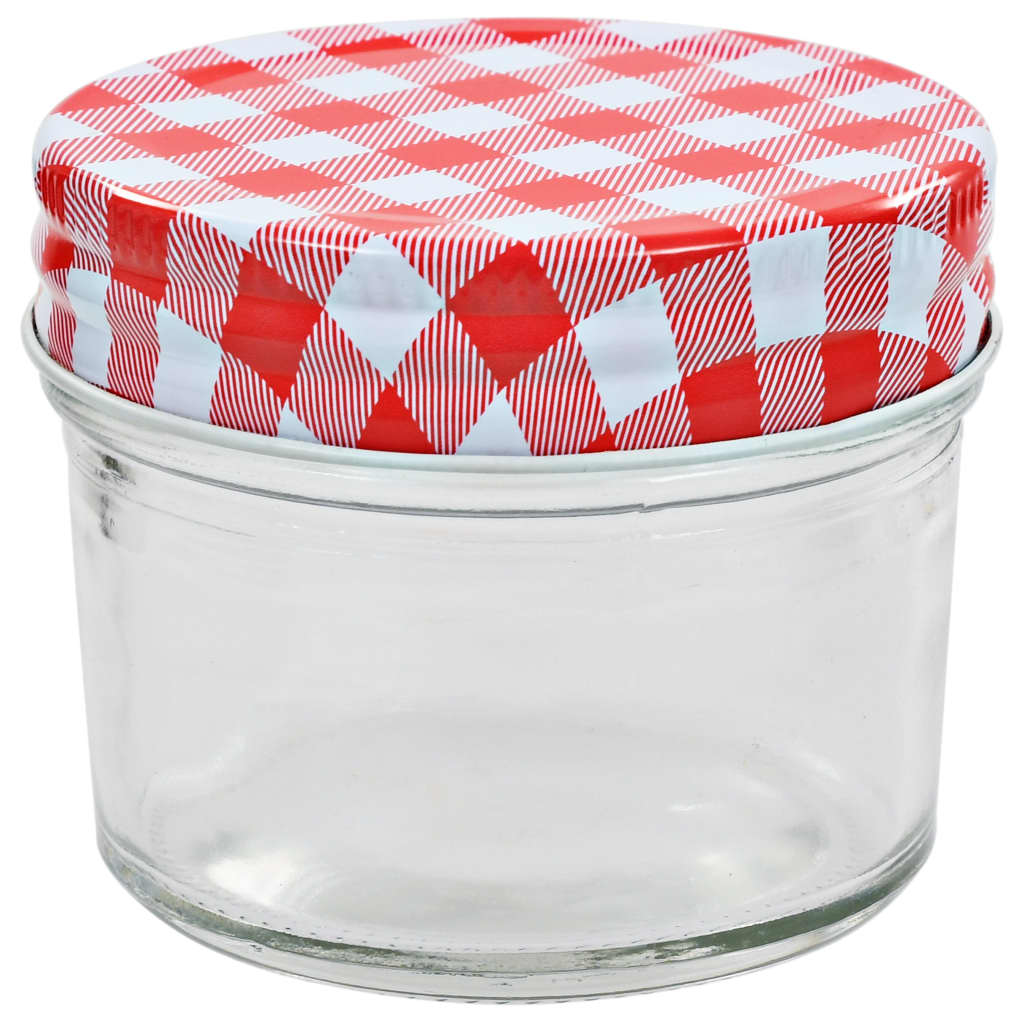 Berkfield Glass Jam Jars with White and Red Lids 24 pcs 110 ml