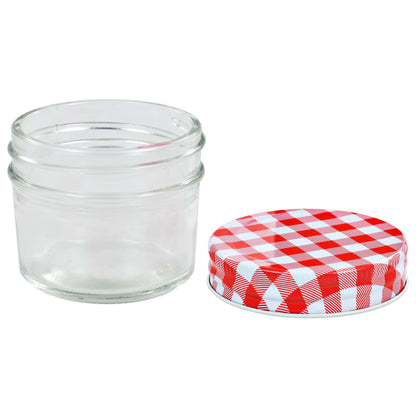 Berkfield Glass Jam Jars with White and Red Lids 24 pcs 110 ml