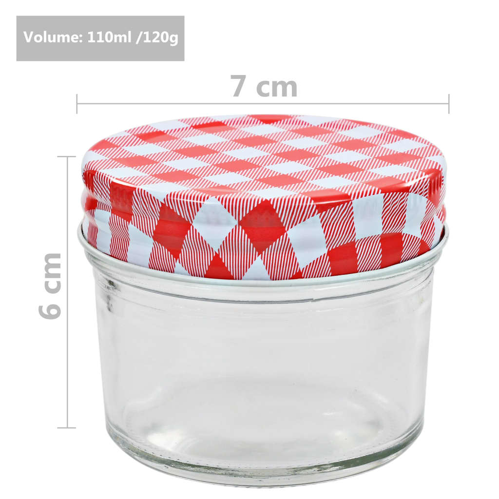 Berkfield Glass Jam Jars with White and Red Lids 24 pcs 110 ml