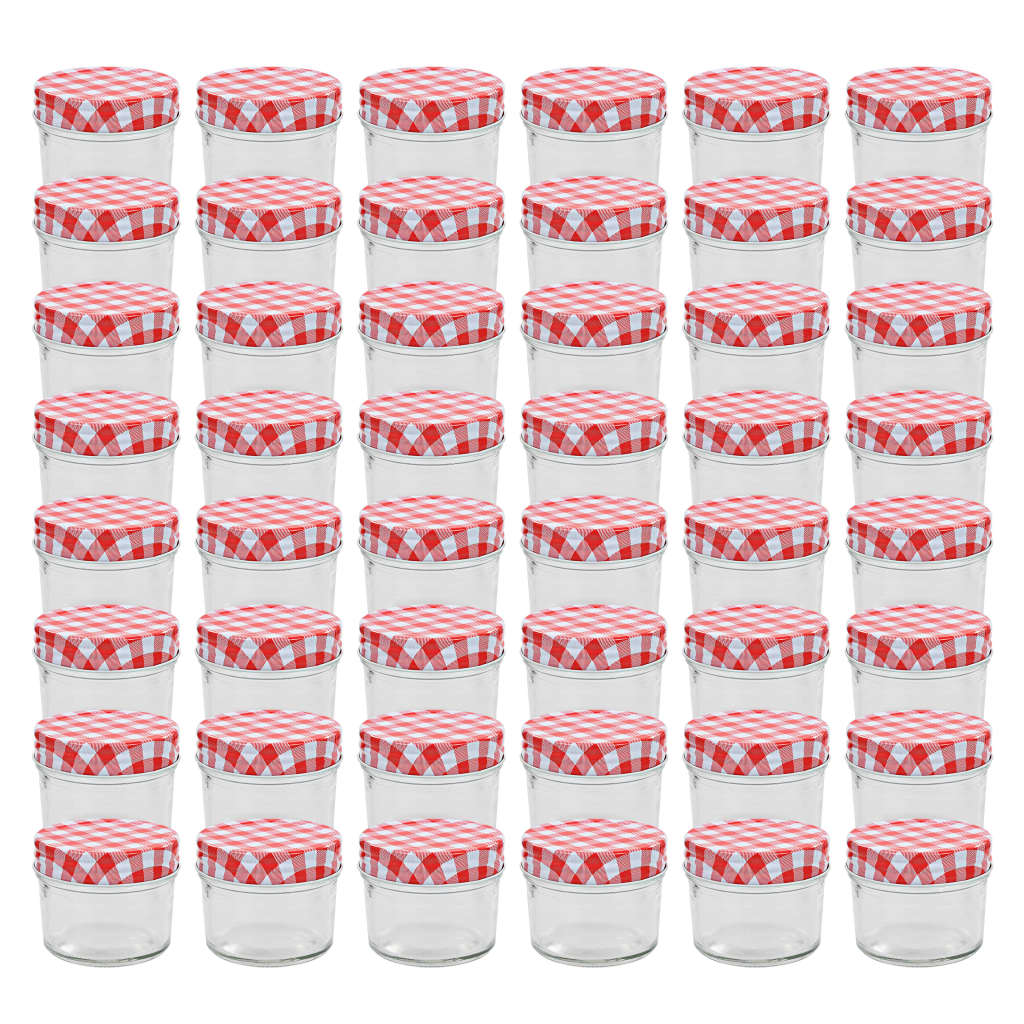 Berkfield Glass Jam Jars with White and Red Lids 48 pcs 110 ml