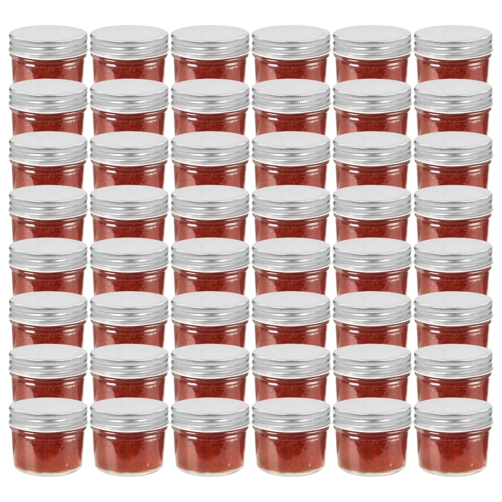 Berkfield Glass Jam Jars with Silver Lids 48 pcs 110 ml