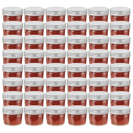 Berkfield Glass Jam Jars with Silver Lids 48 pcs 110 ml