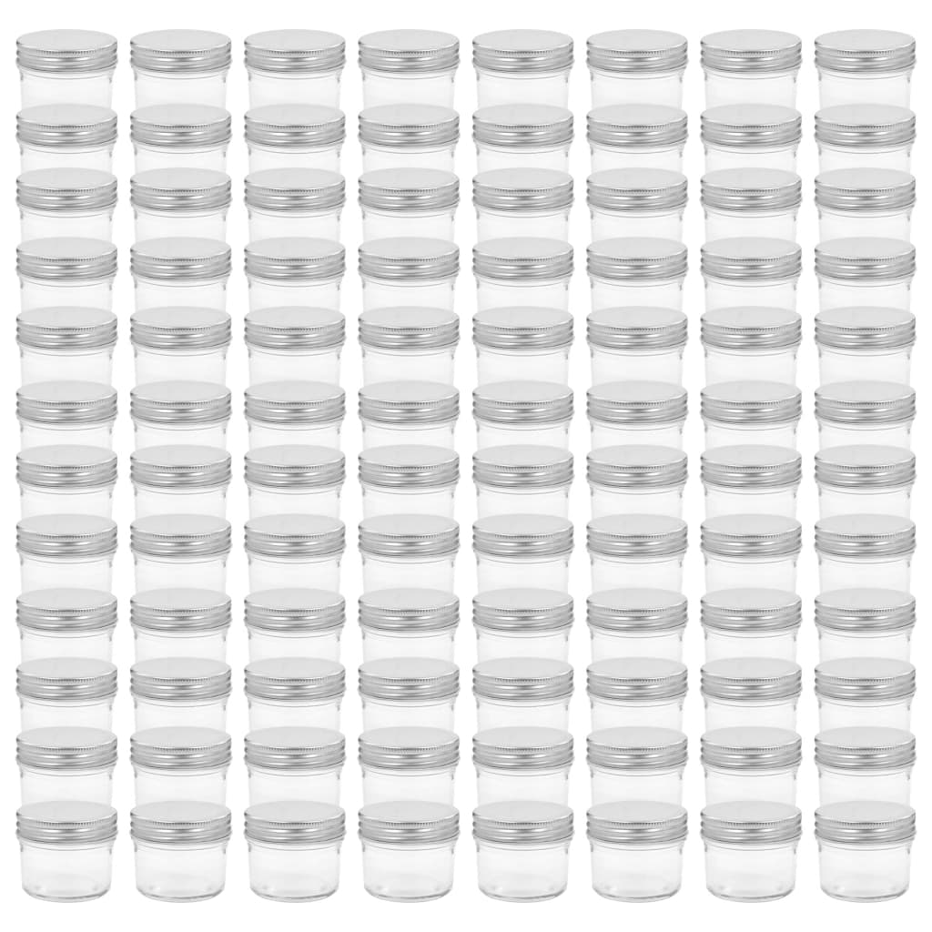 Berkfield Glass Jam Jars with Silver Lids 96 pcs 110 ml
