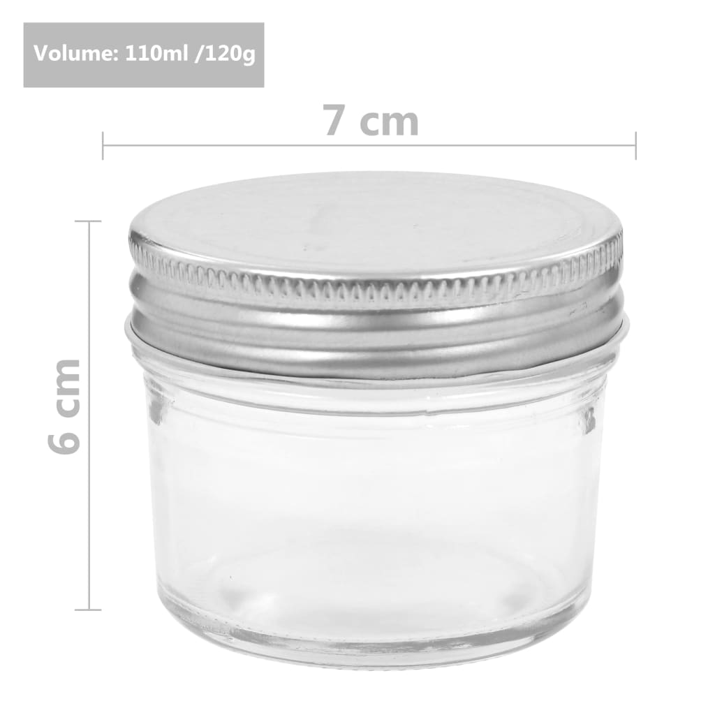 Berkfield Glass Jam Jars with Silver Lids 96 pcs 110 ml
