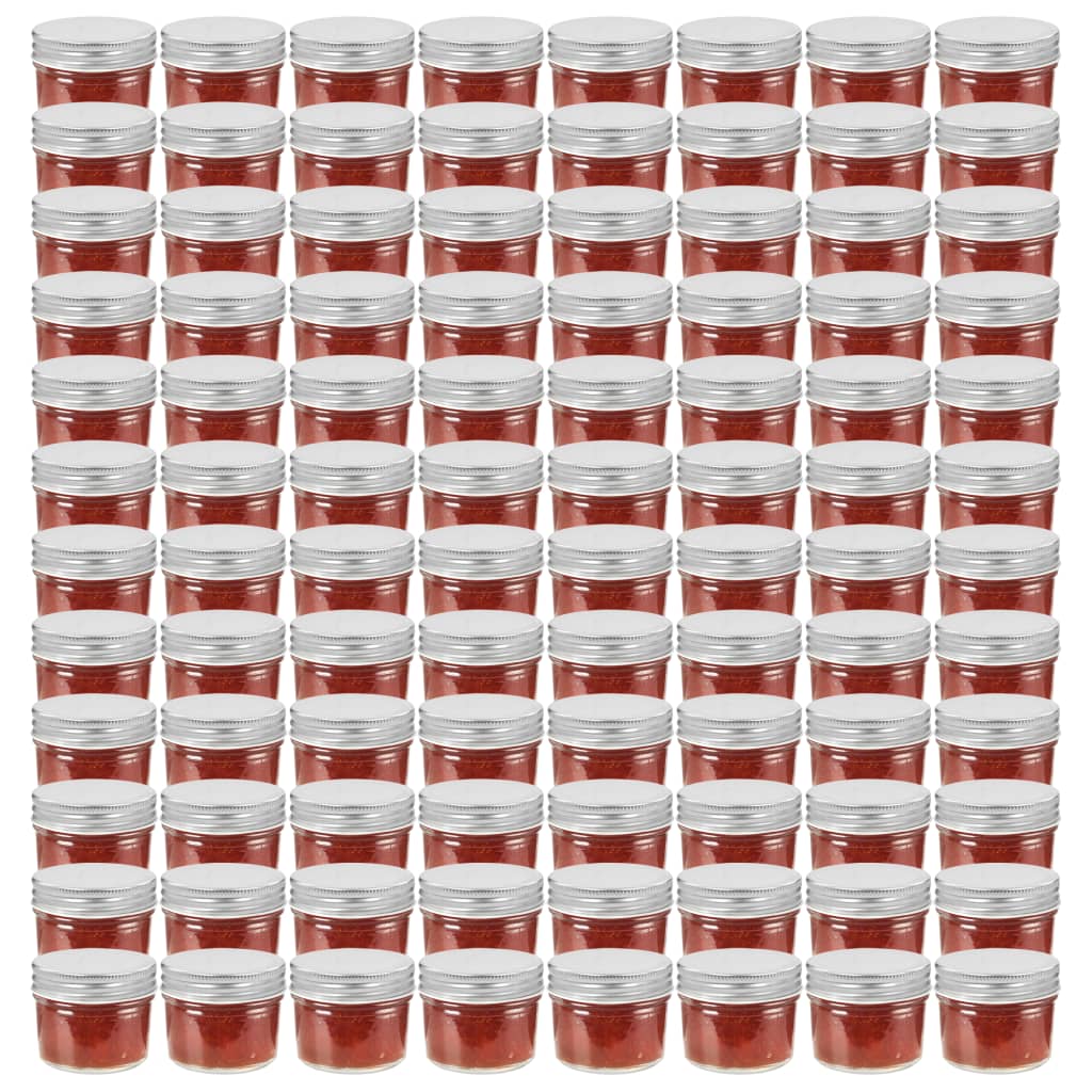 Berkfield Glass Jam Jars with Silver Lids 96 pcs 110 ml