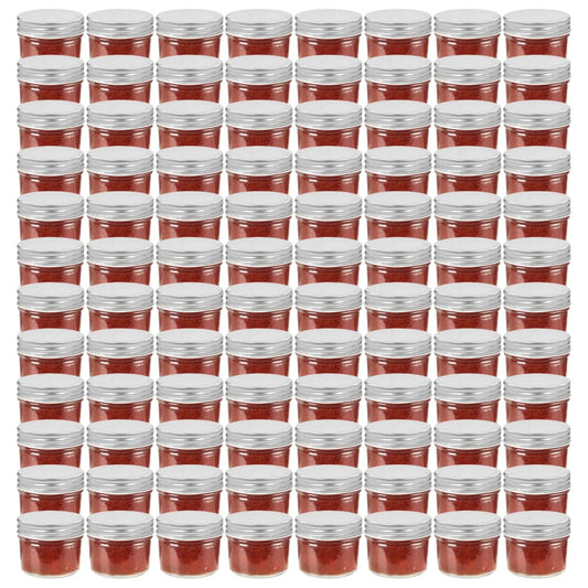 Berkfield Glass Jam Jars with Silver Lids 96 pcs 110 ml