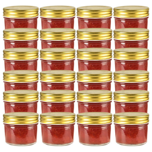 Berkfield Glass Jam Jars with Gold Lids 24 pcs 110 ml