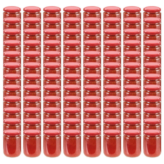 Berkfield Glass Jam Jars with Red Lid 96 pcs 230 ml