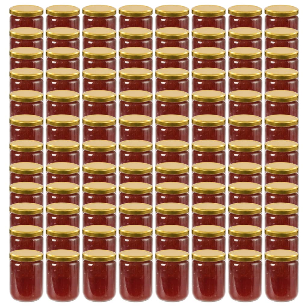Berkfield Glass Jam Jars with Gold Lid 96 pcs 230 ml