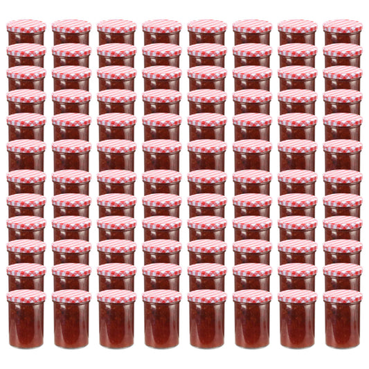 Berkfield Glass Jam Jars with White and Red Lid 96 pcs 400 ml