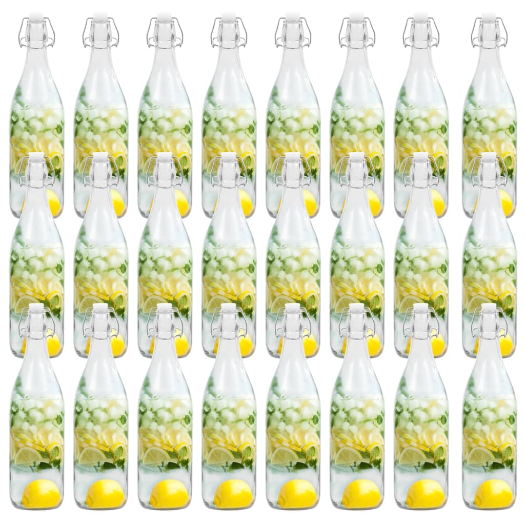 Berkfield Glass Bottles with Clip Closure 24 pcs 1 L