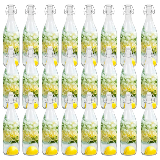 Berkfield Glass Bottles with Clip Closure 24 pcs 1 L