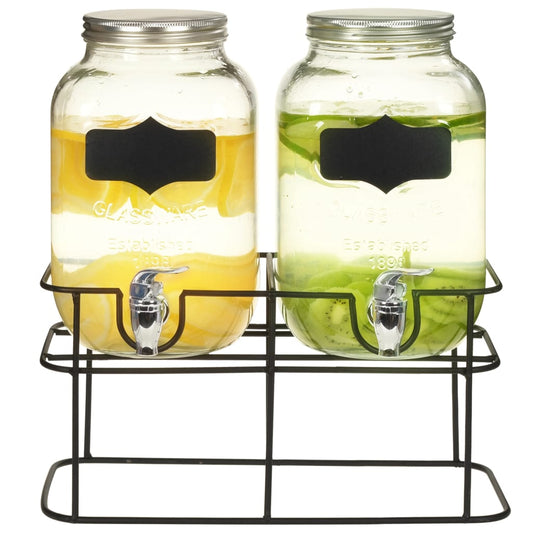 Berkfield Beverage Dispensers 2 pcs with Stand 2 x 4  L Glass