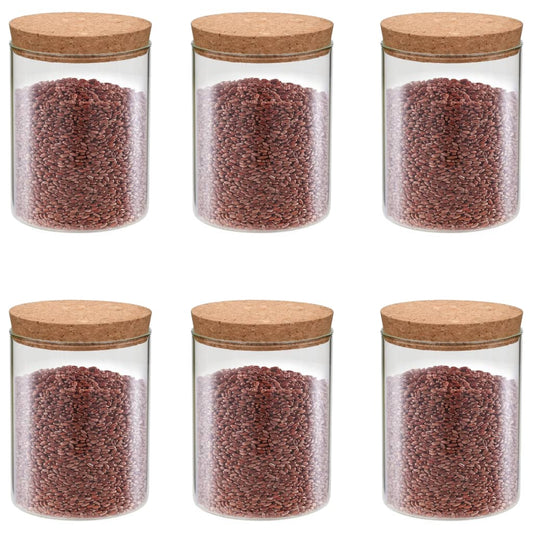 Berkfield Storage Glass Jars with Cork Lid 6 pcs 650 ml