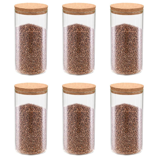 Berkfield Storage Glass Jars with Cork Lid 6 pcs 1100 ml
