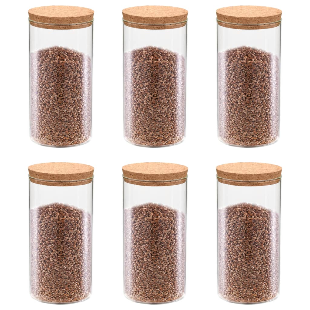 Berkfield Storage Glass Jars with Cork Lid 6 pcs 1400 ml