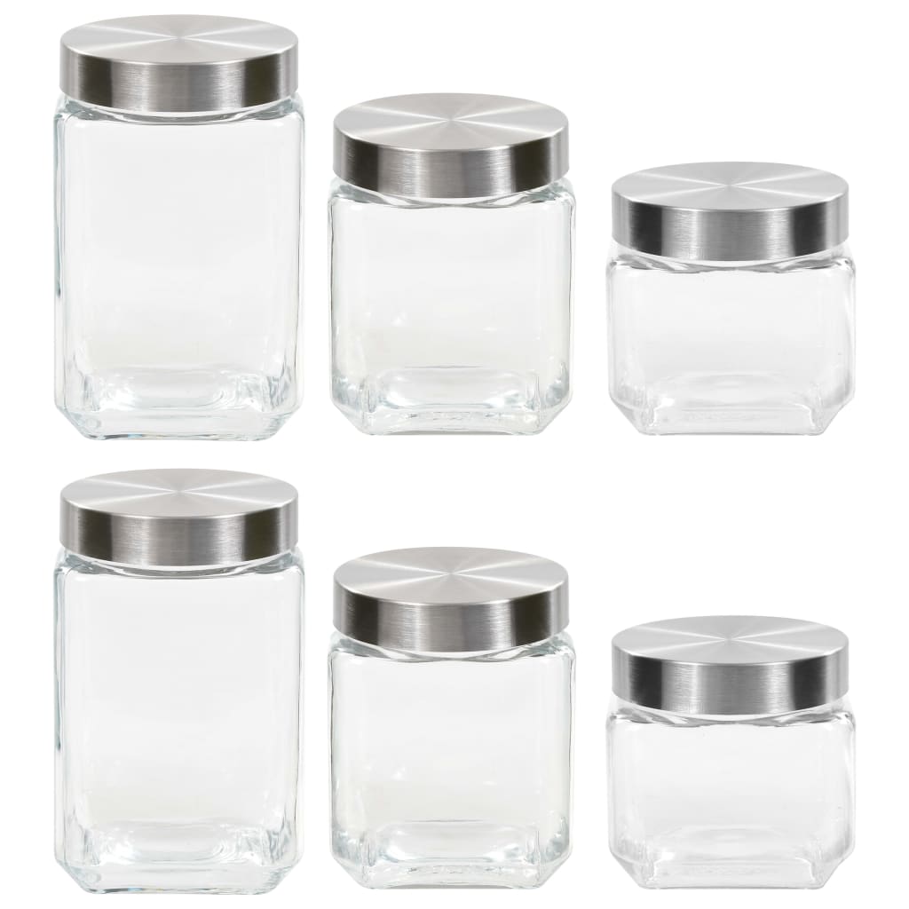 Berkfield Storage Jars with Sliver Lid 6 pcs 800/1200/1700 ml