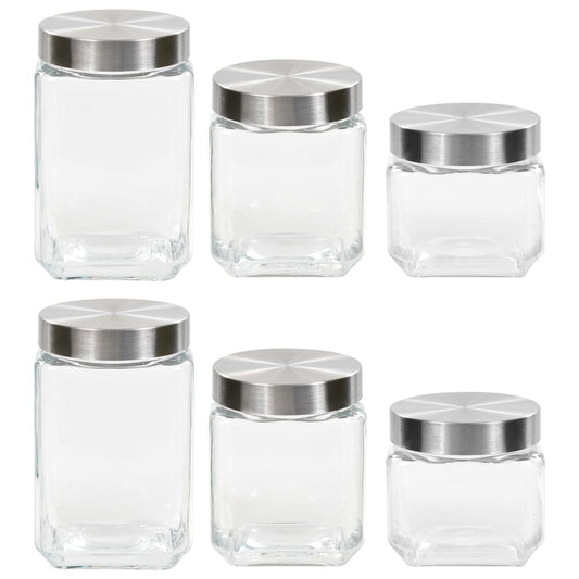Berkfield Storage Jars with Sliver Lid 6 pcs 800/1200/1700 ml