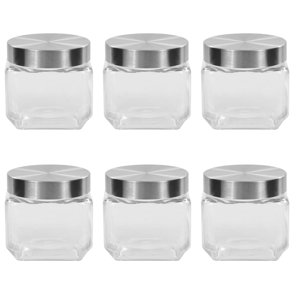 Berkfield Storage Jars with Silver Lid 6 pcs 800 ml