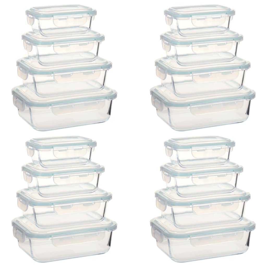 Berkfield Glass Food Storage Containers 16 Pieces