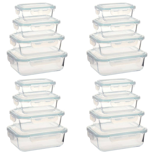 Berkfield Glass Food Storage Containers 16 Pieces