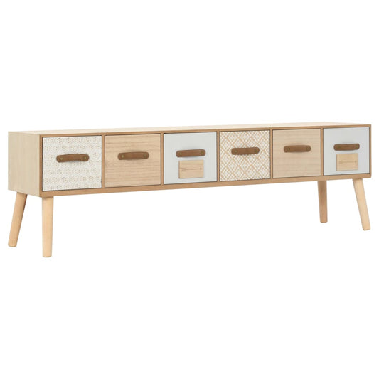 Berkfield TV Cabinet with 6 Drawers 130x30x40 cm Solid Pinewood