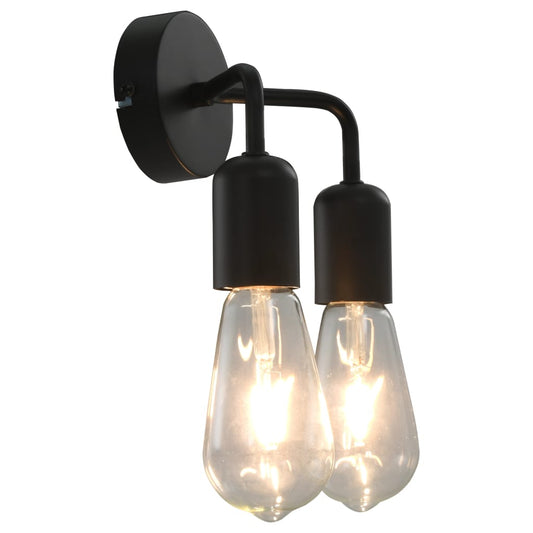 Berkfield Wall Light with Filament Bulbs 2 W Black E27