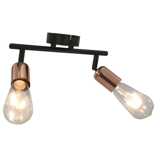 Berkfield 2-Way Spot Light with Filament Bulbs 2 W Black and Copper E27