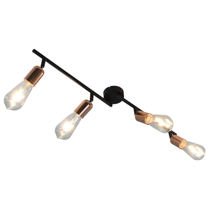 Berkfield 4-way Spot Light with Filament Bulbs 2 W Black and Copper 60 cm E27