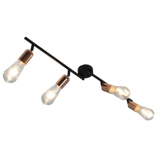 Berkfield 4-way Spot Light with Filament Bulbs 2 W Black and Copper 60 cm E27
