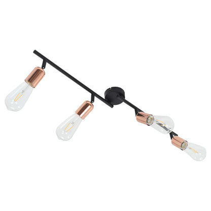Berkfield 4-way Spot Light with Filament Bulbs 2 W Black and Copper 60 cm E27