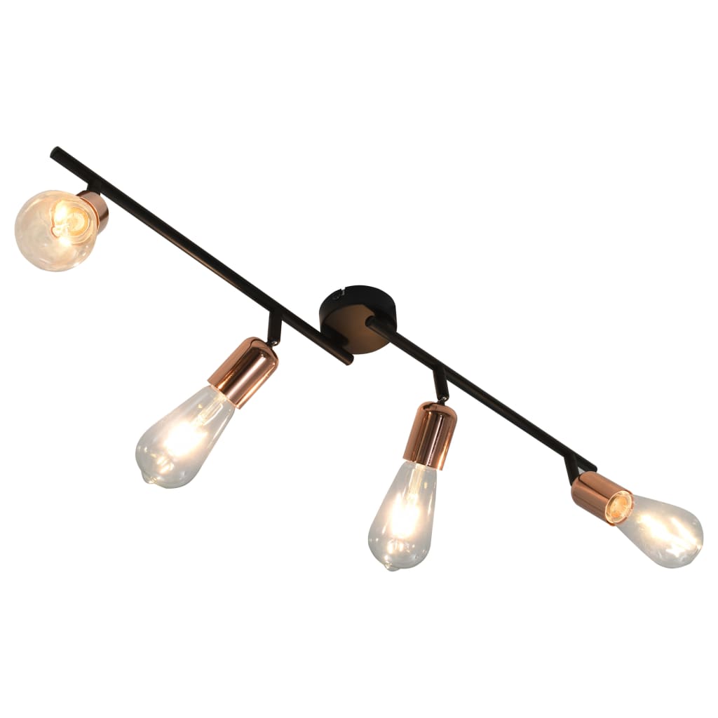 Berkfield 4-way Spot Light with Filament Bulbs 2 W Black and Copper 60 cm E27