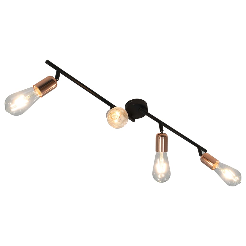 Berkfield 4-way Spot Light with Filament Bulbs 2 W Black and Copper 60 cm E27