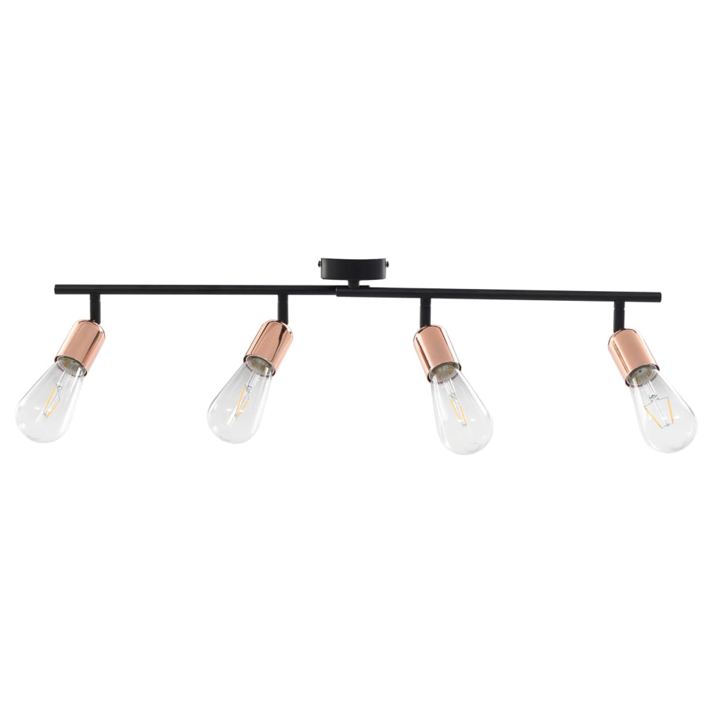 Berkfield 4-way Spot Light with Filament Bulbs 2 W Black and Copper 60 cm E27