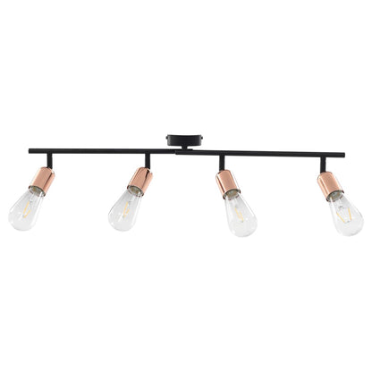 Berkfield 4-way Spot Light with Filament Bulbs 2 W Black and Copper 60 cm E27